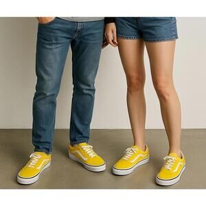 Vans Old Skool Skateboarding Shoes Low-top Cyber Yellow Men Size 4 Wom Size 5.5